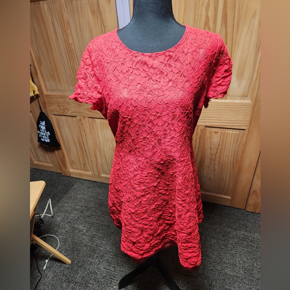 Kenar Red Lace Tunic Blouse